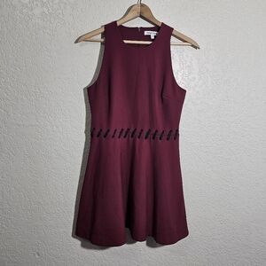 Elizabeth and James Burgundy Stitch Accent Mini Dress